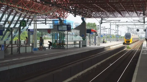 Double Decker train passing Stock Footage 111346528