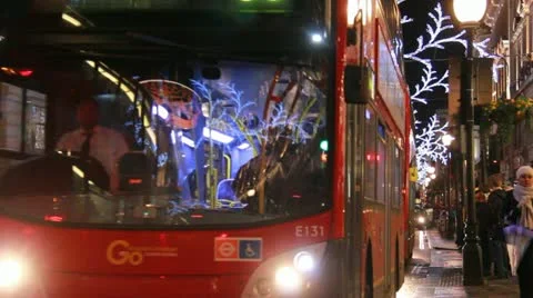 Double deckers in Regent Street, London Stock Footage