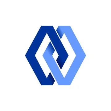 Double Diamond Blue Chain Linked Symbol Graphic Design Stock Illustration