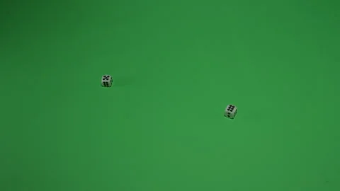 Double Dice Rolling 11 on Green screen Chroma key pt3 of 5 Stock Footage 240244147