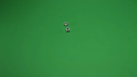 Double Dice Rolling 4 on Green screen Chroma key pt1 of 4 Stock Footage 240196920