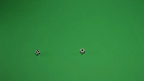 Double Dice Rolling 5 on Green screen Chroma key pt1 of 13 Stock Footage 240200017