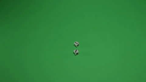 Double Dice Rolling 5 on Green screen Chroma key pt2 of 13 Stock Footage 240200029