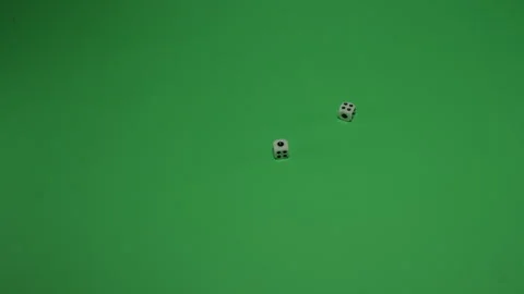 Double Dice Rolling 5 on Green screen Chroma key pt8 of 13 Stock Footage 240207113