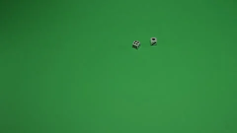 Double Dice Rolling 5 on Green screen Chroma key pt9 of 13 Stock Footage 240207776