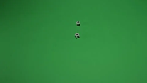 Double Dice Rolling 5 on Green screen Chroma key pt10 of 13 Stock Footage 240208930
