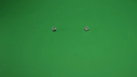 Double Dice Rolling 6 on Green screen Chroma key pt6 of 7 Stock Footage 240213774