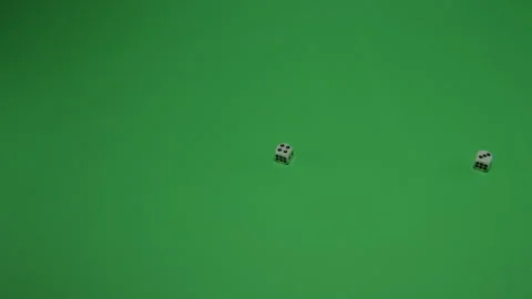 Double Dice Rolling 7 on Green screen Chroma key pt1 of 18 Stock Footage 240214760