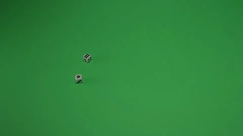 Double Dice Rolling 7 on Green screen Chroma key pt5 of 18 Stock Footage 240218200
