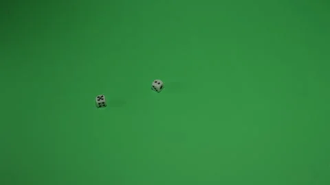 Double Dice Rolling 7 on Green screen Chroma key pt6 of 18 Stock Footage 240219530
