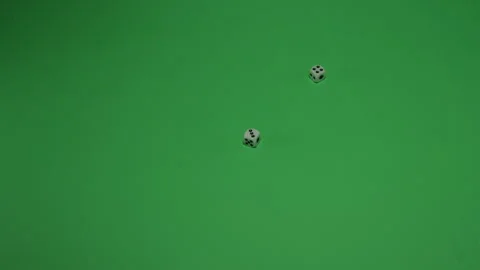 Double Dice Rolling 7 on Green screen Chroma key pt8 of 18 Stock Footage 240221574