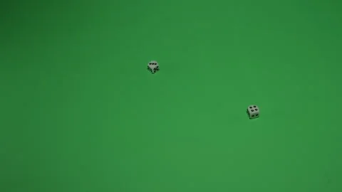 Double Dice Rolling 7 on Green screen Chroma key pt11 of 18 Stock Footage 240223879