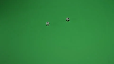 Double Dice Rolling 7 on Green screen Chroma key pt10 of 18 Stock Footage 240223924