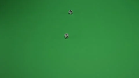 Double Dice Rolling 7 on Green screen Chroma key pt13 of 18 Stock Footage 240224417