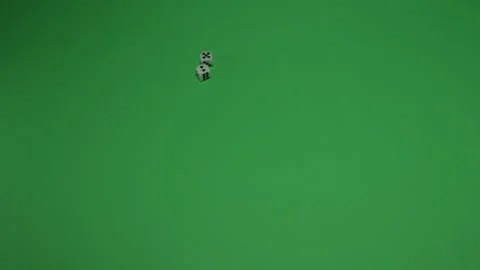 Double Dice Rolling 7 on Green screen Chroma key pt12 of 18 Stock Footage 240224957