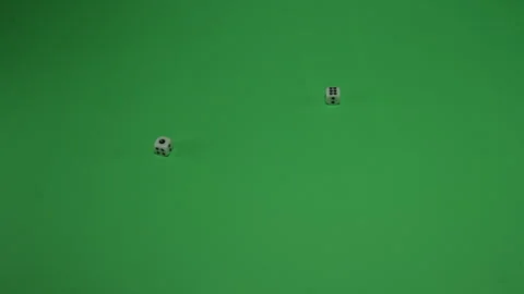 Double Dice Rolling 7 on Green screen Chroma key pt17 of 18 Stock Footage 240226424