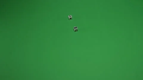 Double Dice Rolling 8 on Green screen Chroma key pt6 of 9 Stock Footage 240230604