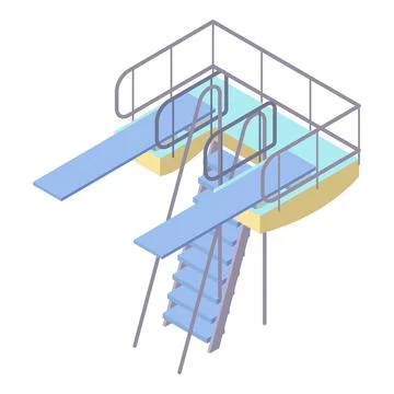 Double diving board icon, isometric style Stock Illustration