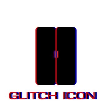 Double door icon flat Stock Illustration