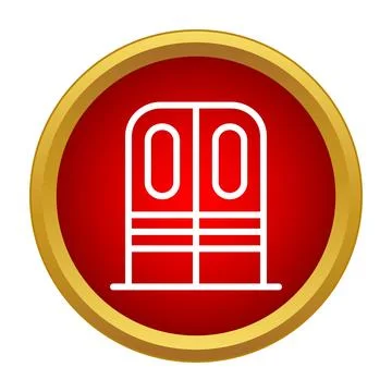Double door icon in red circle graphic Stock Illustration