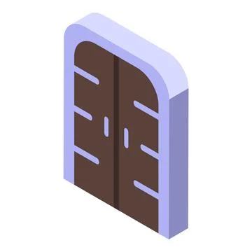 Double door icon representing entry and access in isometric view Ilustración de archivo