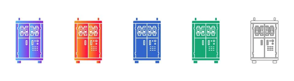 Double Door Locker Vector Icon Set Stock Illustration