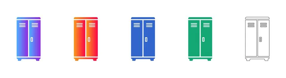 Double Door Locker Vector Icon Set Stock Illustration