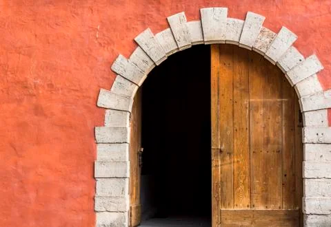 Double door with one side opened Stock Photos