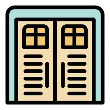 Double door with windows and horizontal slats enhancing security and style Stock Illustration