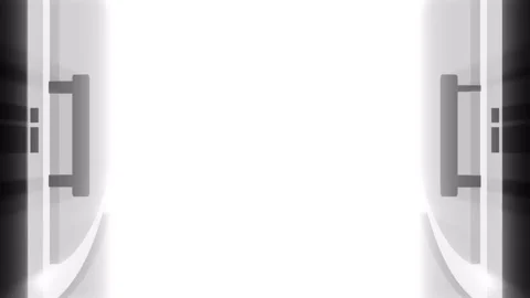 Double doors open and camera zoom in to bright light rays Stock Footage 289464768