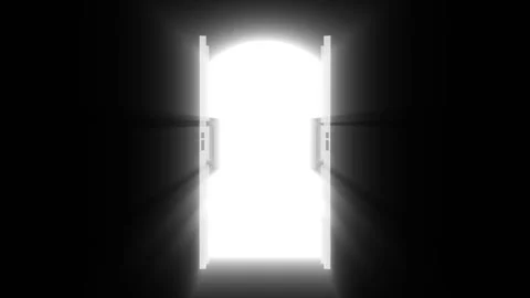 Double doors open with bright light rays appears. Stock Footage 289400090