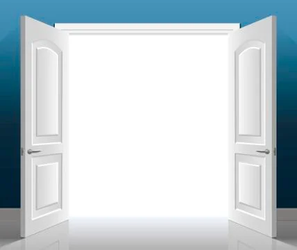 Double doors open Stock Illustration