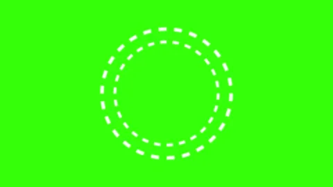 Double dotted circle animation on green screen, white concentric loading rings o Stock Footage 341603439