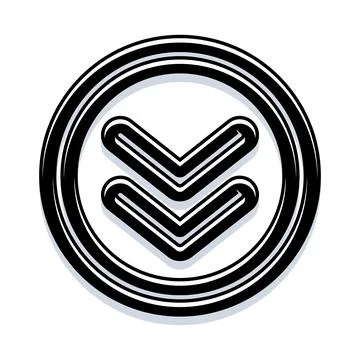 Double down arrow icon in circle design Illustrazione stock