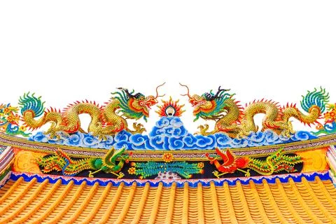 Double Dragon Statue Isolate Stock Photos