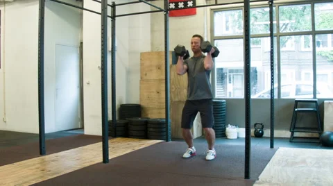 Double Dumbbell Push Press Stock-Footage 40033551