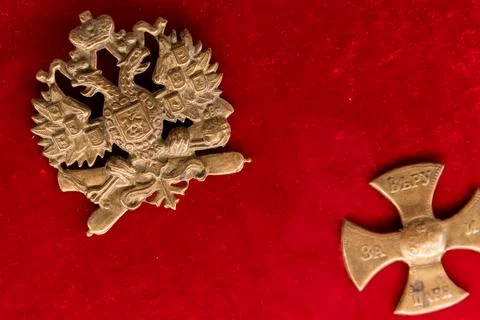 Double Eagle, and an Emblem of Imperial Russian Army Stock Photos