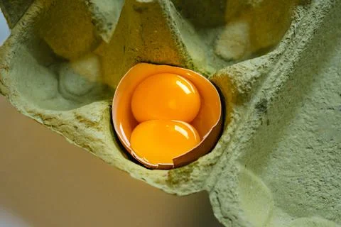Double egg yolk in an egg 스톡 사진