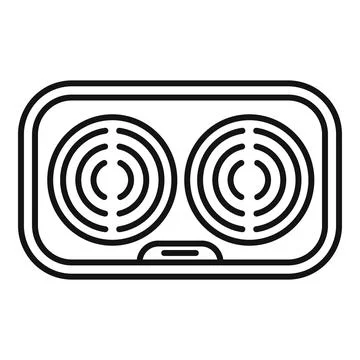 Double electric hob icon, outline style Stock Illustration