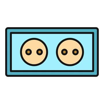Double electrical power outlet socket icon symbol Stock Illustration