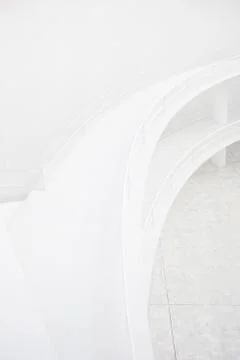 Double elevated walkway, white minimal modern architecture detail Stock Photos