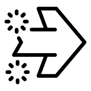 Double end arrow pointing right with loading circles icon Stock Illustration