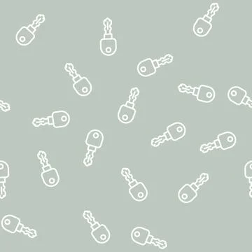 Double ended key line vector seamless pattern Stock Illustration