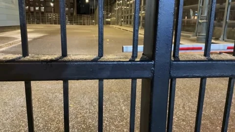 Double entry security system with metal gates and barrier Stock Footage 321453973