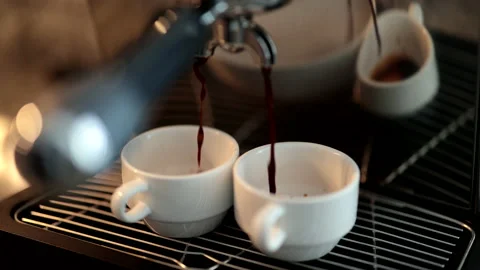 Double Espresso Coffee Pour Video stock 185675676