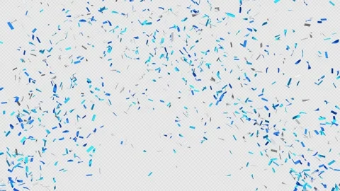 Double explosion of blue and silver confetti on transparent background. Stock Footage 323389704