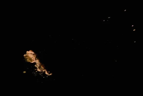 Double explosion filling frame, with flames at left Stock Footage 86915002