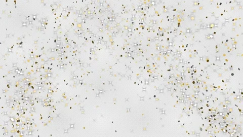 Double explosion of gold and silver confetti on transparent background. Stock Footage 323730894