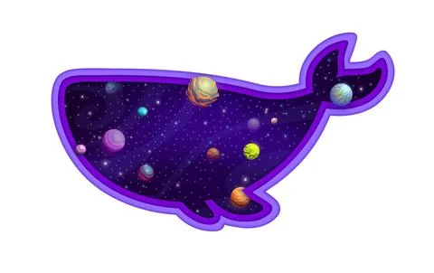 Double exposition, whale silhouette, starry galaxy Stock Illustration