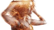 Double Exposure Of Afro Girl Spinning Over Golden Fields Stock Footage
